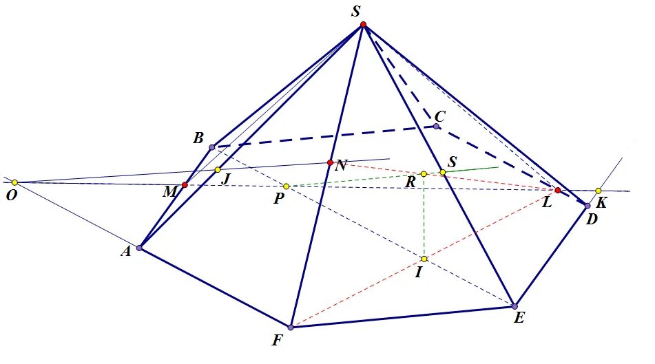 построение сечения пирамиды по 3 точкам. построить пирамиду по точкам.