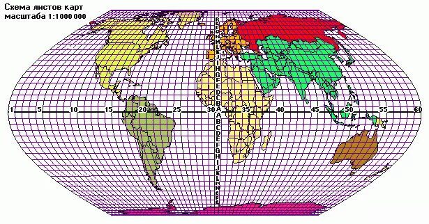 Разграфка и номенклатура топографических карт. Проекция карты масштаба 1 1 000 000. Масштаб карты материков