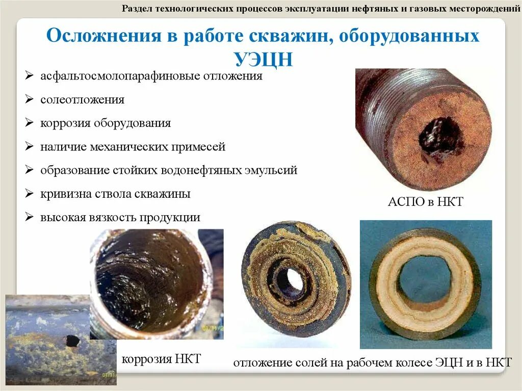 Методы эксплуатации скважин. Осложнения в газовых скважинах. Отложения АСПО В скважине. Солеотложения в скважинах. Осложнения при эксплуатации скважин