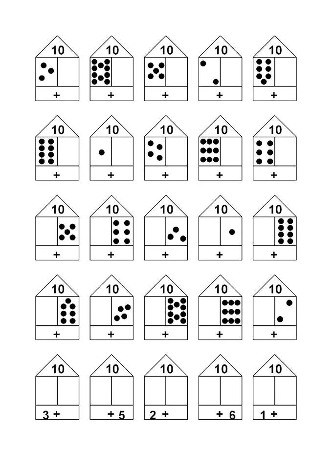 Таблица состава числа до 10 распечатать домики. Числовые домики для дошкольников. Домики в пределах 5 для 1 класса. Числовые домики задания по математике для дошкольников. Домики для состава числа трафарет.