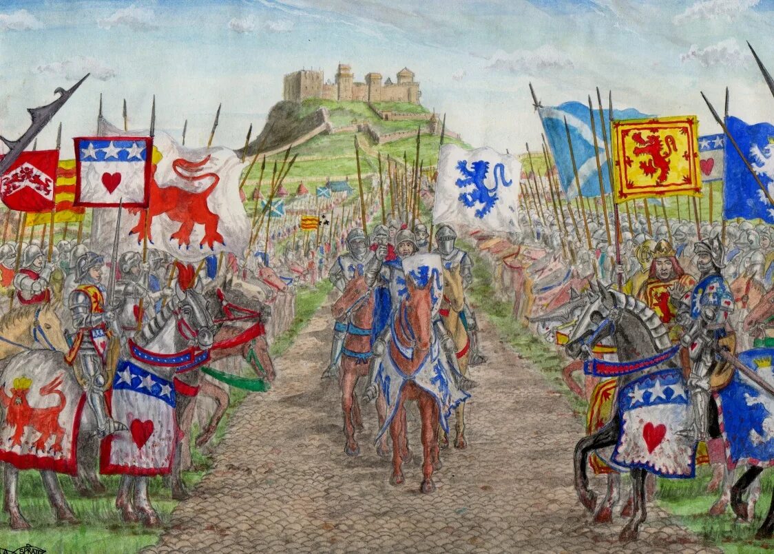 Картинка столетней войны. Шотландия восстание битва Каллоден. Средневековое сражение. Исторический рисунок.
