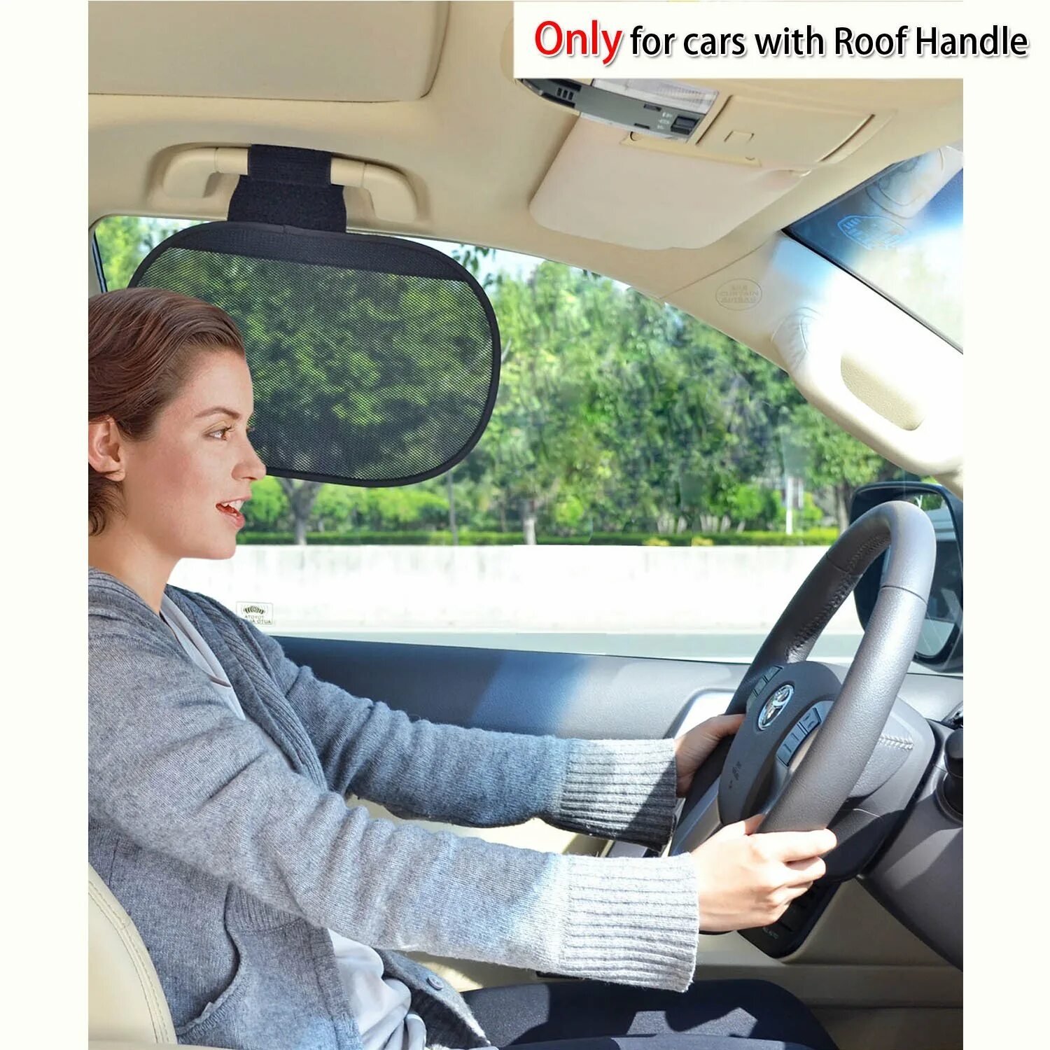 Sun Visors, Driver and Passenger Side. Car Interior Passenger compartment Weel view Windshield.