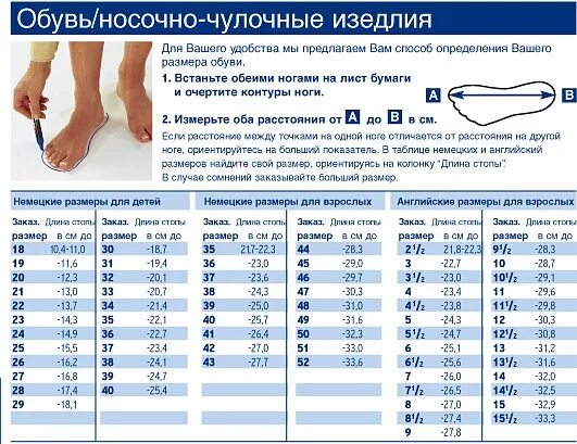 Таблица сантиметров ноги – Telegraph