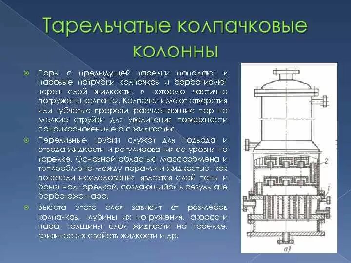 Для чего предназначена колонна. Тарельчатая колпачковая колонна. чертеж колпачковой тарельчатой колонны. устройство тарельчатой ректификационной колонны. тарельчатая барботажная колонна.