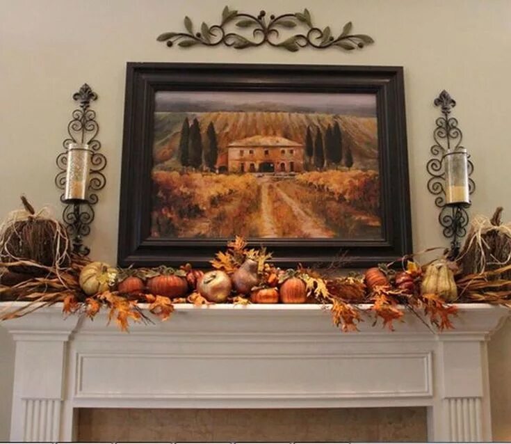 Rustic Fall Mantel Fall mantel decorations, Fireplace mantel decor, Mantel decor