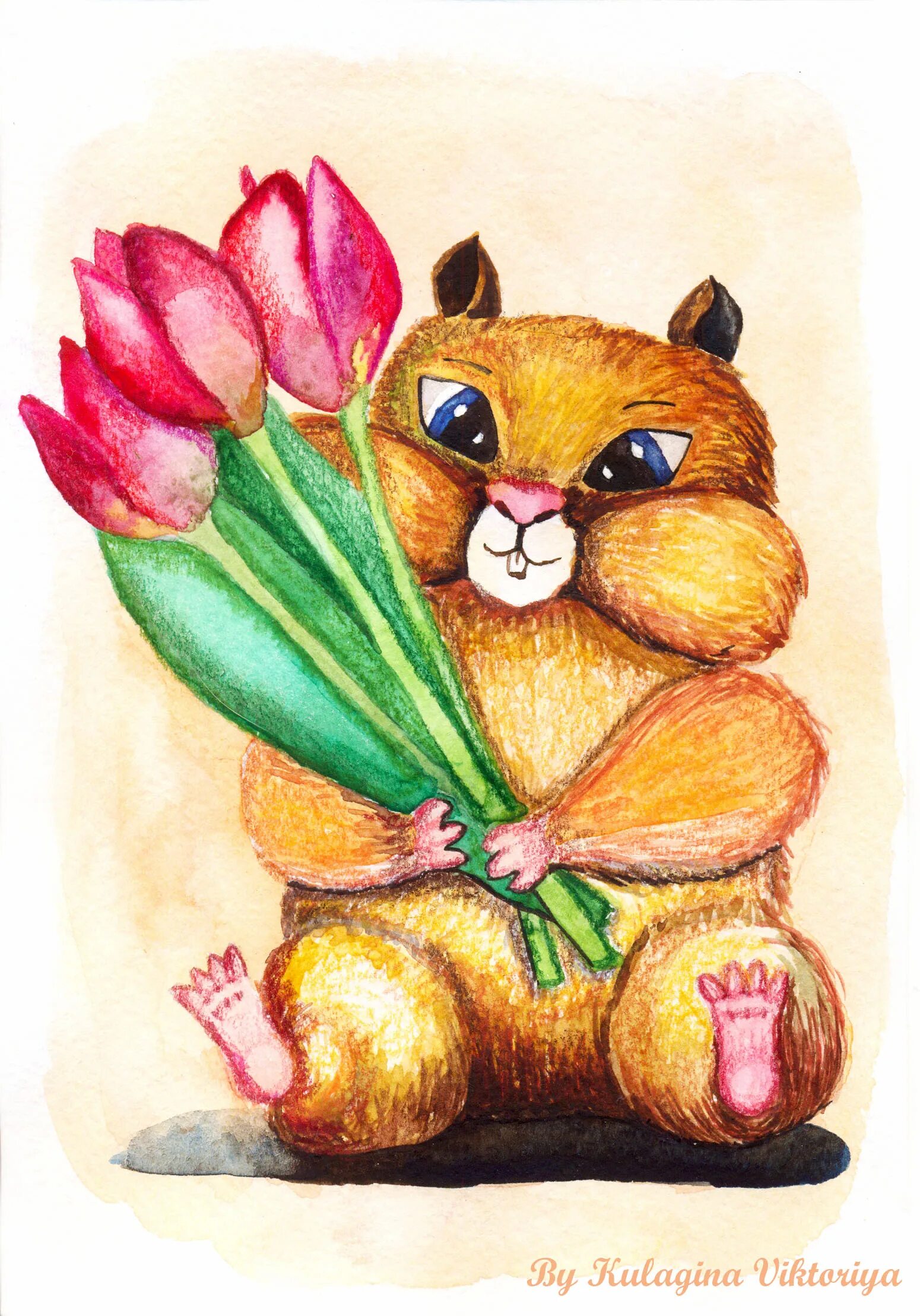 Хомячки открытка. Хомяк с цветочком. Хомячок с букетом. Хомяк поздравляет с 8 мартом. Хомячок с цветами.