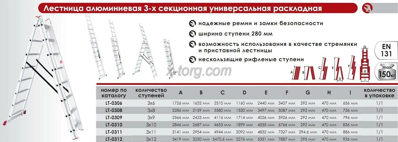 Какая максимальная длина приставных лестниц. Лестница универсальная 3х11 /алюмет/. лестница приставная 9 ступеней (высота 2220 мм, макс. нагрузка 100 кг). лестница трехсекционная алюминиевая, 3 х 7 ступеней, h=202/316/426 см. алюминиевые лестницы алюмет 3-х секционные таблица.