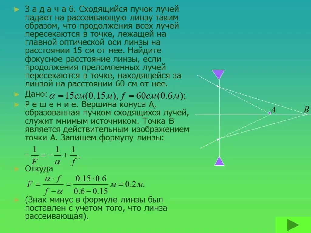 Сходящийся пучок лучей. На линзу падает сходящийся пучок лучей. Сходящийся пучок лучей падает на собирающую линзу. Сходящиеся лучи падают на рассеивающую линзу. Если линза рассеивающая то фокусное расстояние равно