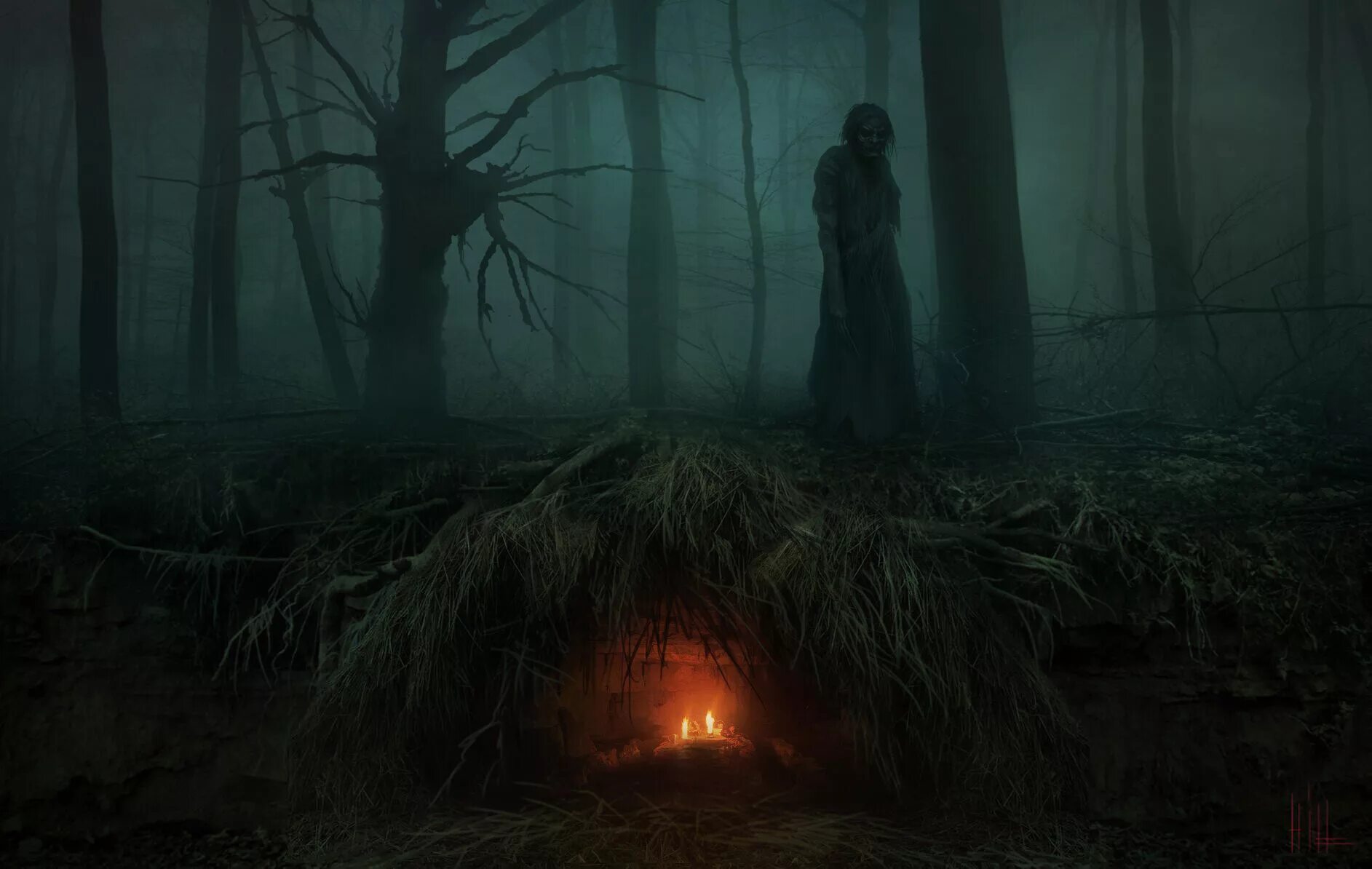 Dark хоррор. Yuri Hill художник. Страшный лес. Мрачный страшный лес. Мистические леса.