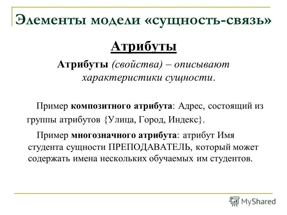 характеристики сущности c