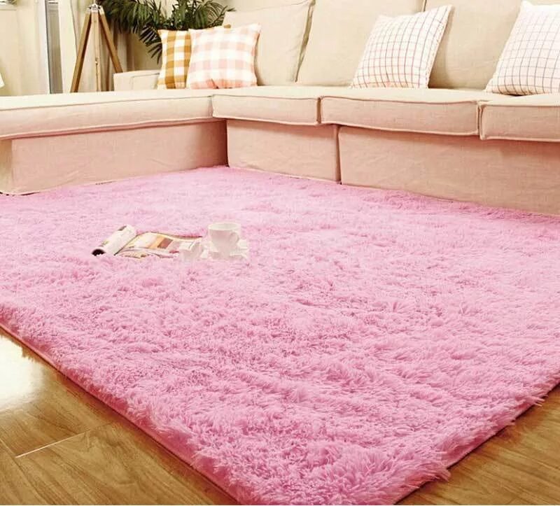 Ковер Pink Shaggi. Мягкий коврик в спальню. Пушистые ковры для спальни. Мягкий ковер в комнату.