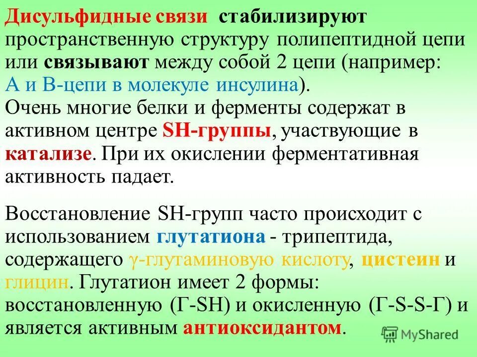 Образование дисульфидной связи. Дисульфидные связи. Характеристика дисульфидной связи. Дисульфидные связи в структуре.