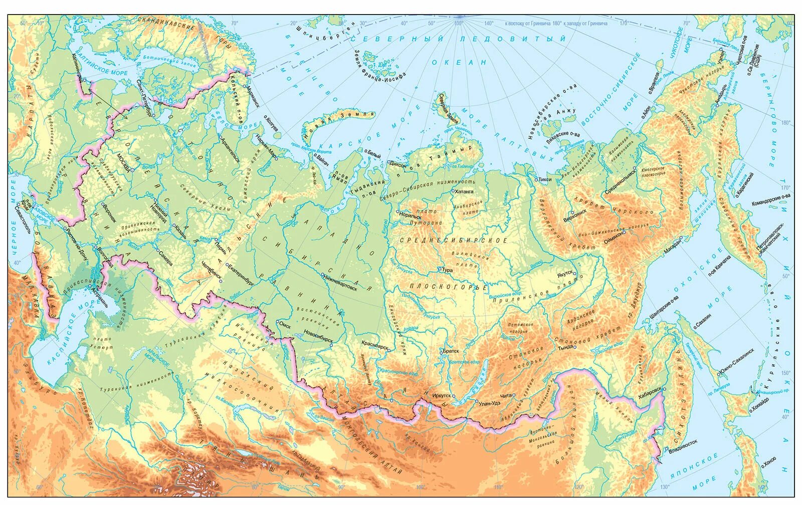 Западно-Сибирская низменность границы на карте. Карта рельефа России. Западно-Сибирская равнина на карте России.
