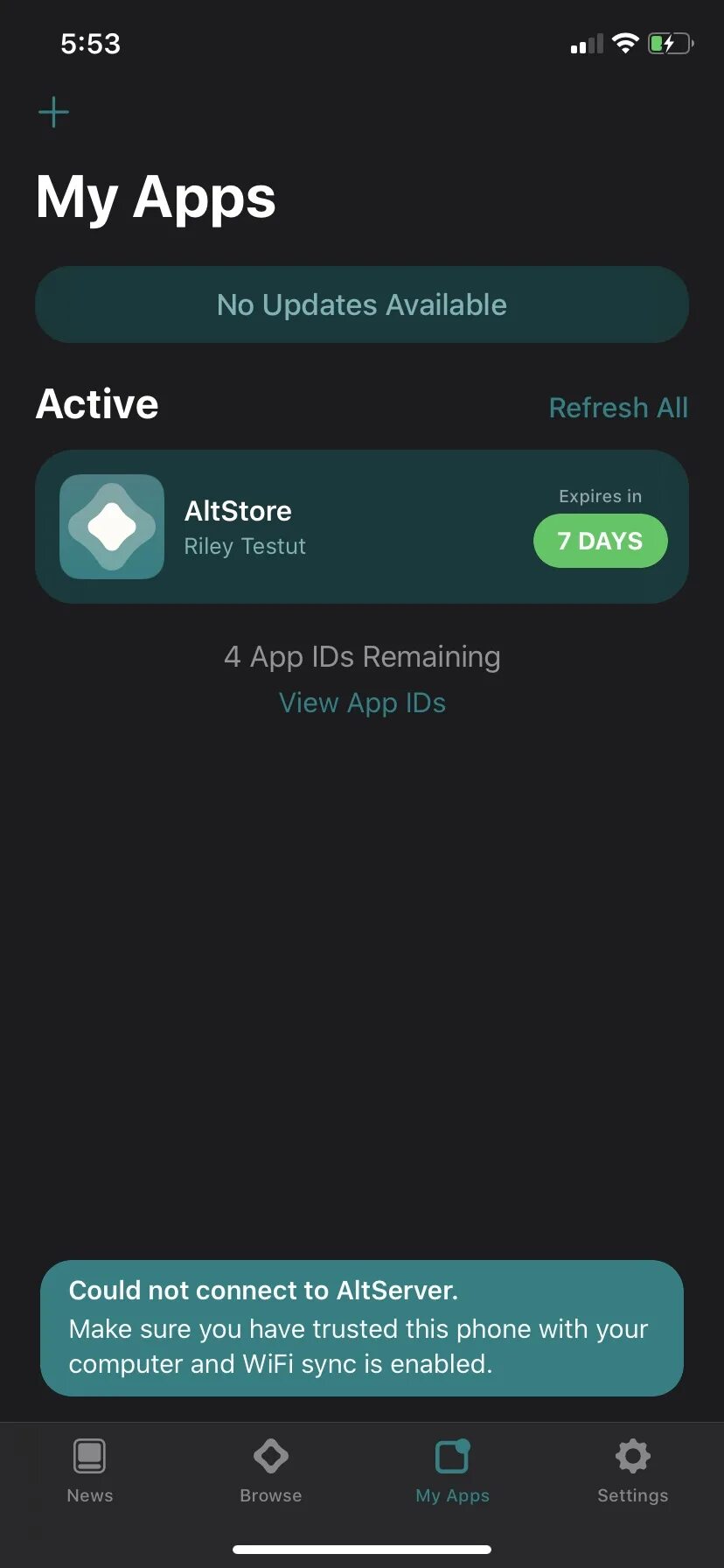 A connection to altserver. A connection to altserver could not be established. Could not find altserver. Как удалить app IDS В altstore. Failed to install tik Tok connection to altserver could not be established..