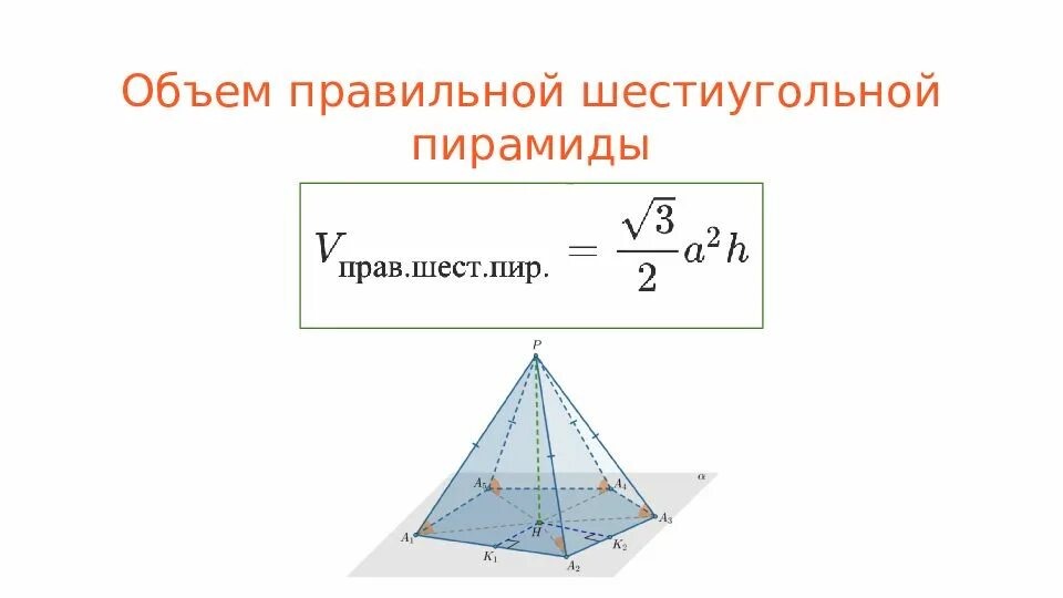 Объем шестиугольной пирамиды. Объем 6 угольной пирамиды формула. Формула объема правильной шестиугольной пирамиды. Объем правильной шестиугольной пирамиды пирамиды. Площадь основания 6 угольной пирамиды