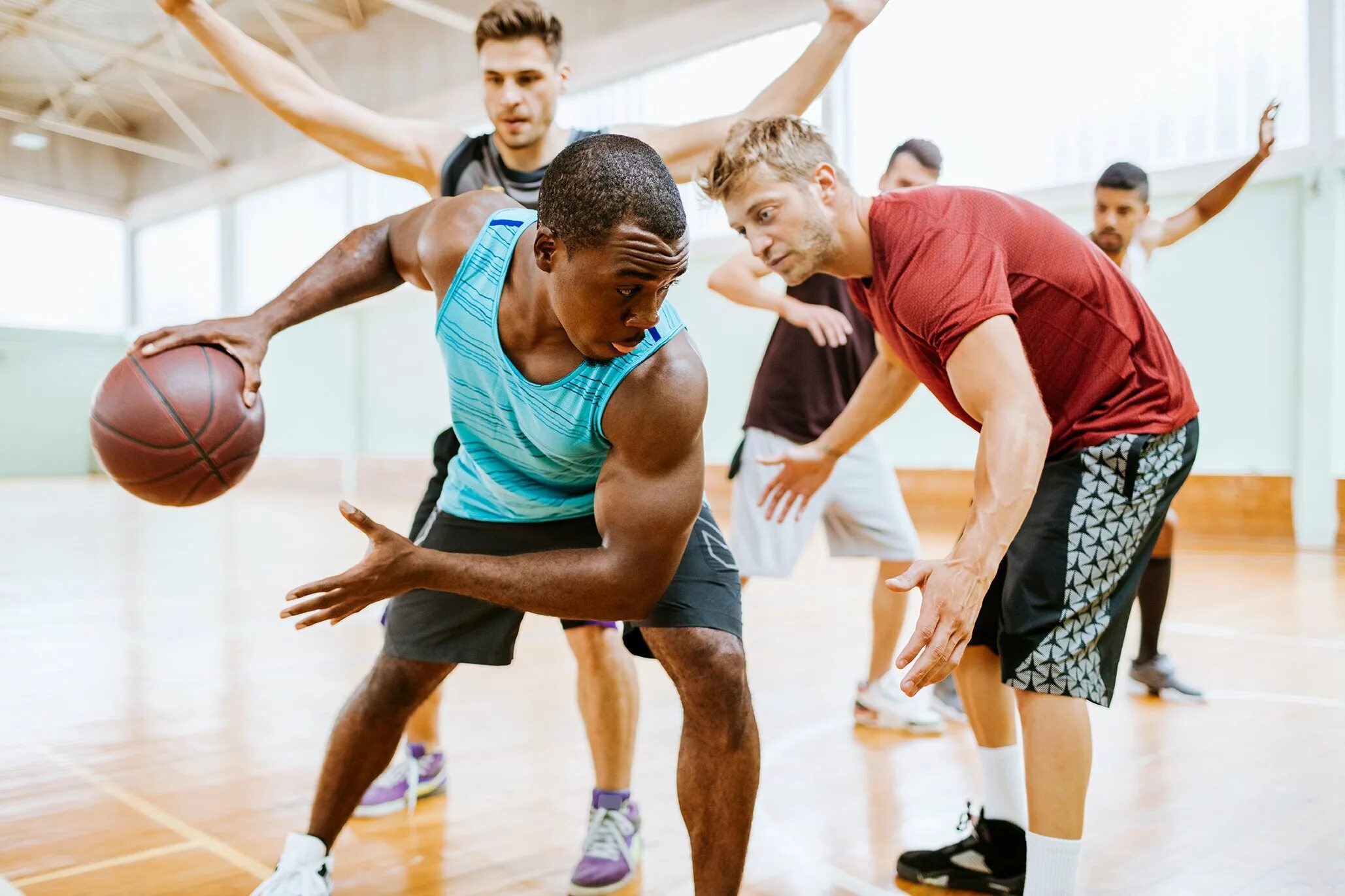 C playing basketball