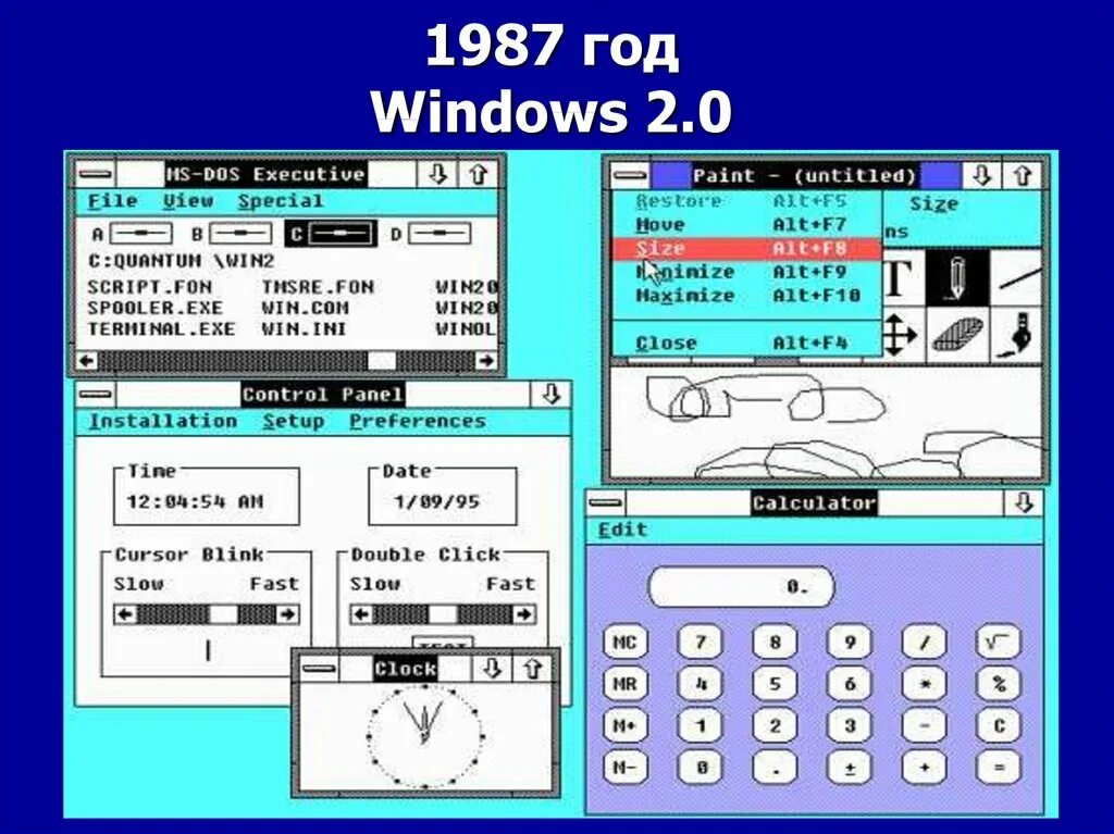 Виндовс дос. Виндовс 1.0. История создания Windows. Виндовс 2. Microsoft Windows 2.0.