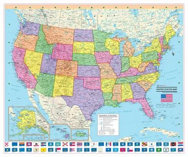 Amazon.com : United States Wall Map Poster with State Flags - 24x20 Rolled ...