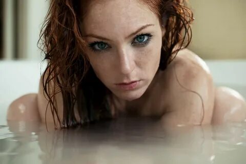 Wallpaper : face, women, redhead, long hair, black hair, wet hair, wet body...