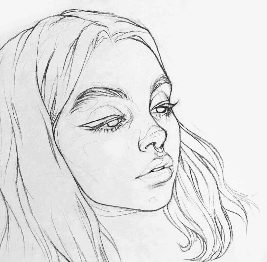 Лицо девушки рисунок карандашом. Рисунки карандашом для срисовки. Красивые скетчи карандашом.