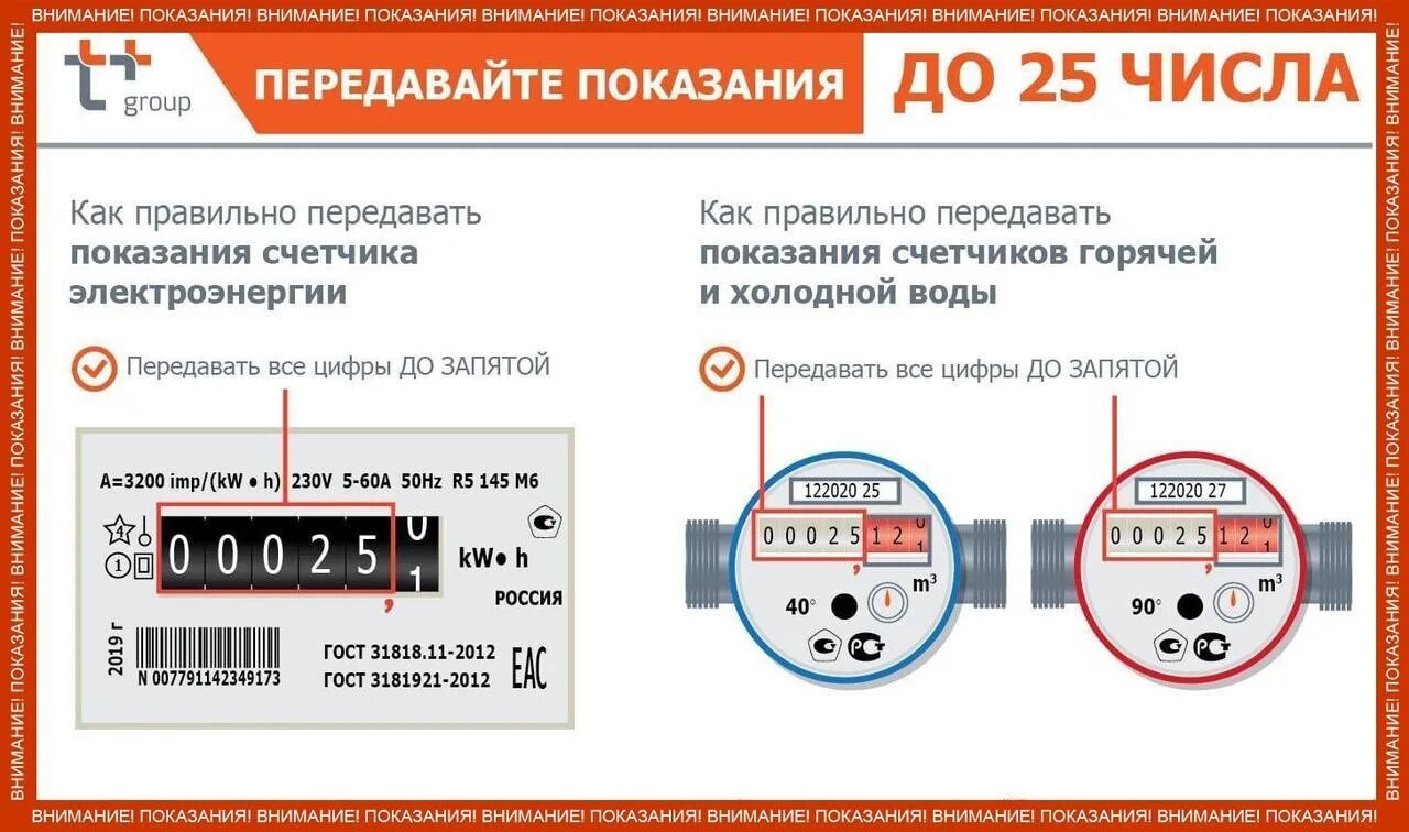 Приборы учета внести данные