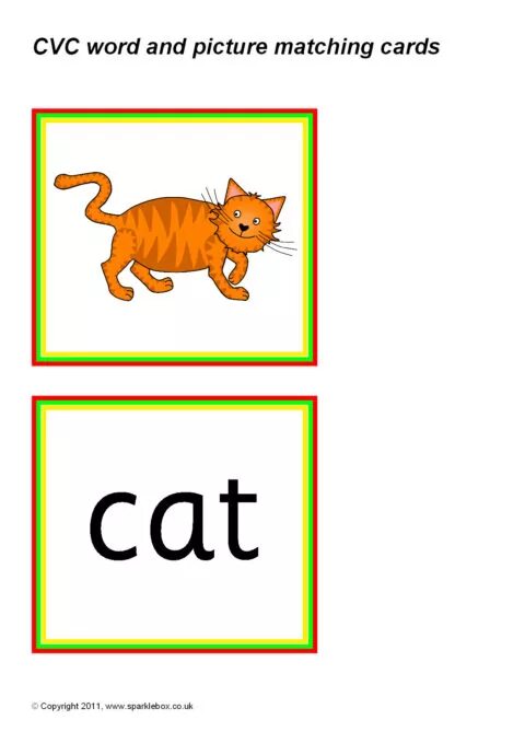 CVC Words Cards. CVC Words and picture matching Cards. CVC Words Cards with pictures. CVC Words Cards for Kids