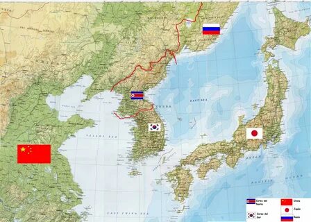 Северная корея граничит с россией на карте