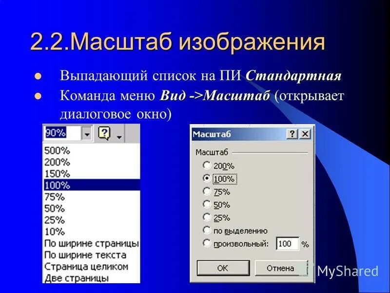 Список изображений. Масштаб изображения. Основные команды меню вид. Масштабировать картинку. Меню диалоговое окно.