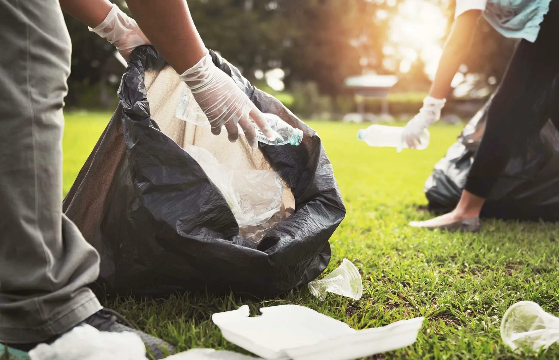 Picking up garbage