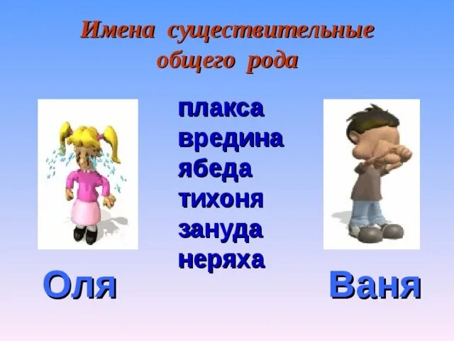 Горе существительное общего рода. Существительного общего рода. имена сущ общего рода. общий род существительных.