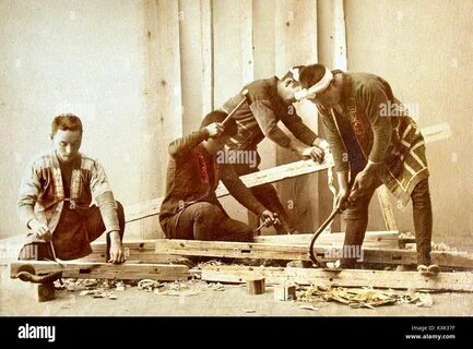 Japanese Carpenters Stock Photo. 