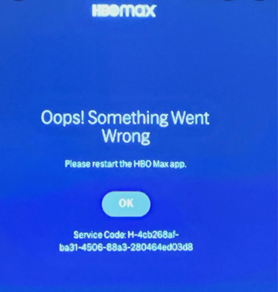 Ошибка something went wrong. HBO Now service code 4000.