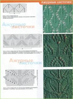 Ажурные листики спицами схема