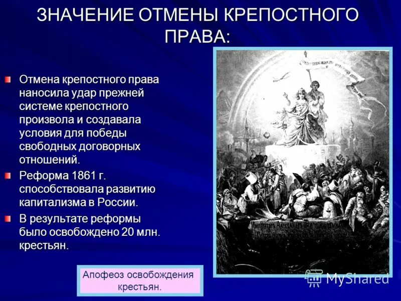 Крепостное право. Освобождение крестьян. Этапы подготовки отмены крепостного