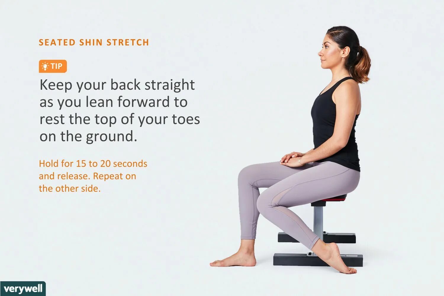 Seated Cross Shin. Stretching Shins. Your back. Straight back