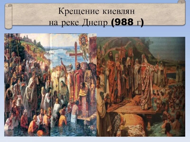 Крещение киевлян картина. 988 г. – крещение князем владимиром руси. крещение князя владимира, крещение киевлян.