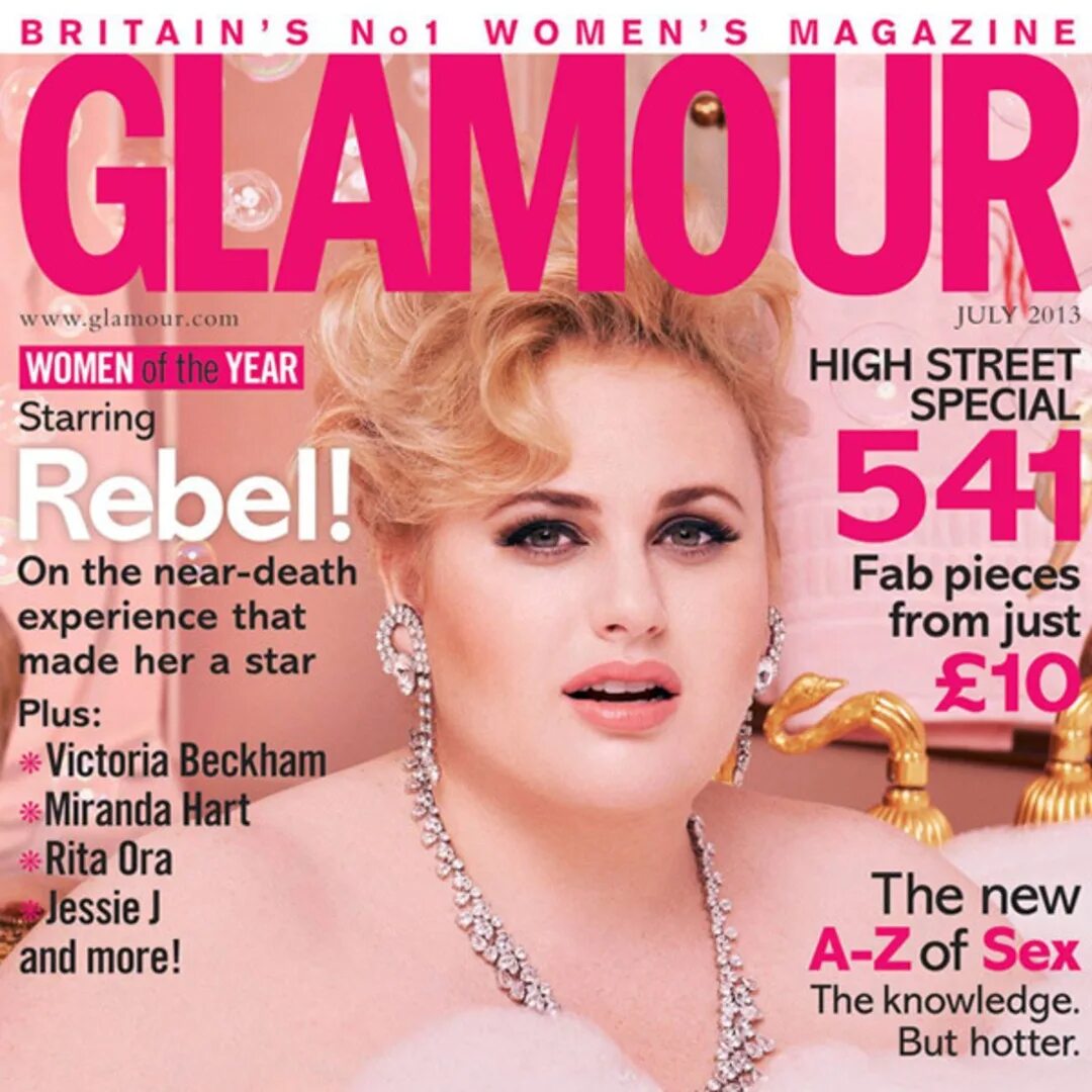 Год толстых журналов. Журнал обложки Rebel Wilson. Гламурные журналы. Журнал Glamour. Актриса Ребел Уилсон на обложке.