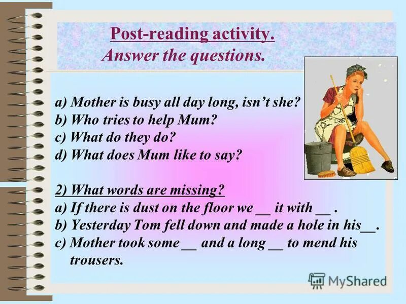 Do your mother work. Презентация while-reading activity. What were you doing there время. What is it или what are they. Who, s she ответ на вопрос.