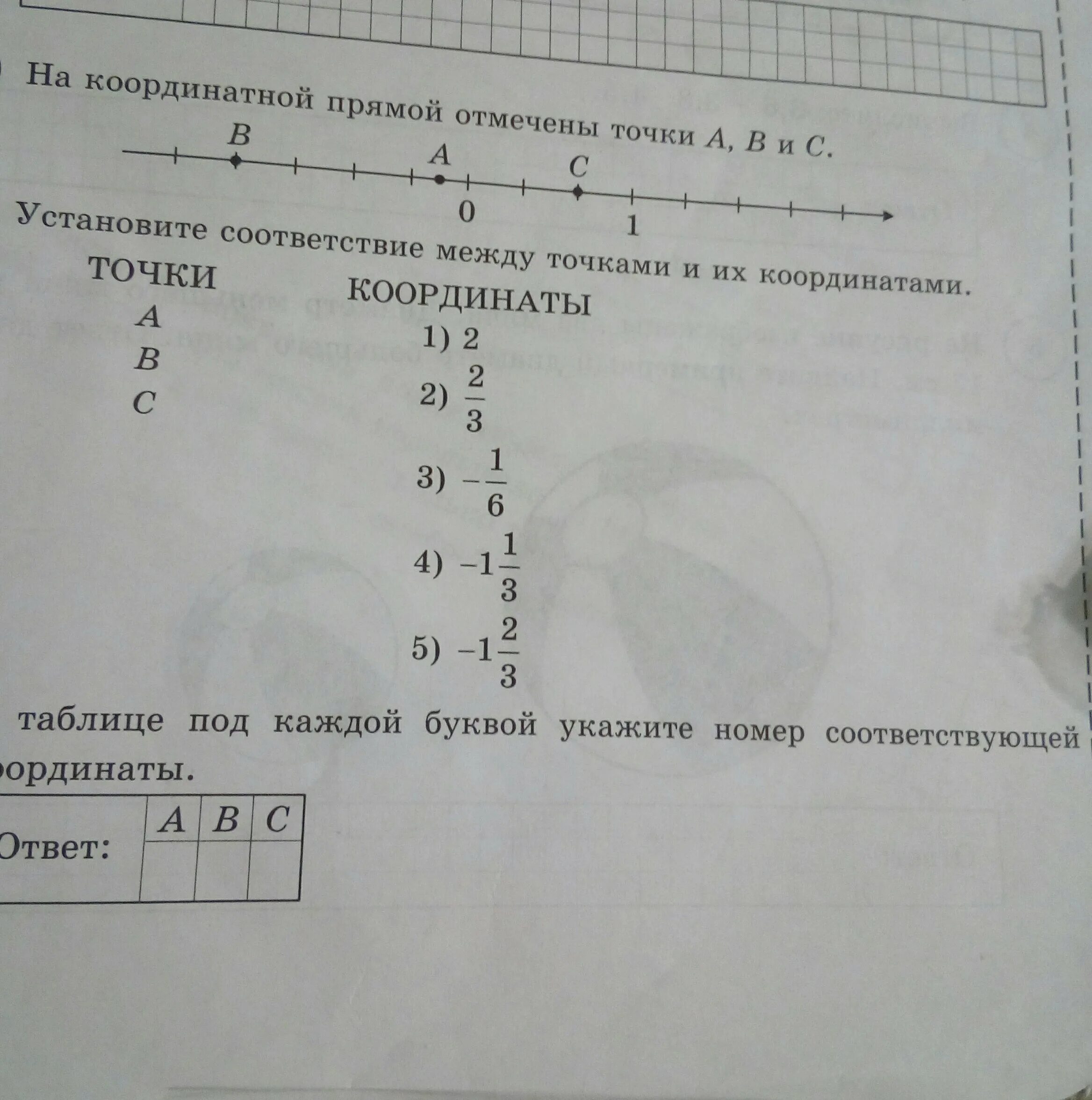 Вариант 7.3. На координатной прямой отмечены точки a, b и c.. На координатной прямой томечены точа a, b и c. На координатной прямой отмечены точкb. Соответствие между точками и их координатами.