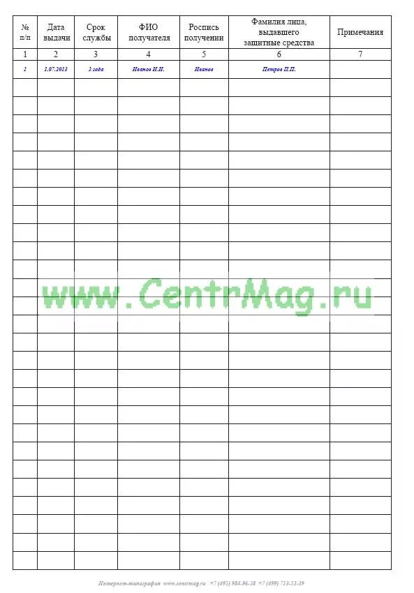 Заполнение журнала осмотра помещения перед закрытием