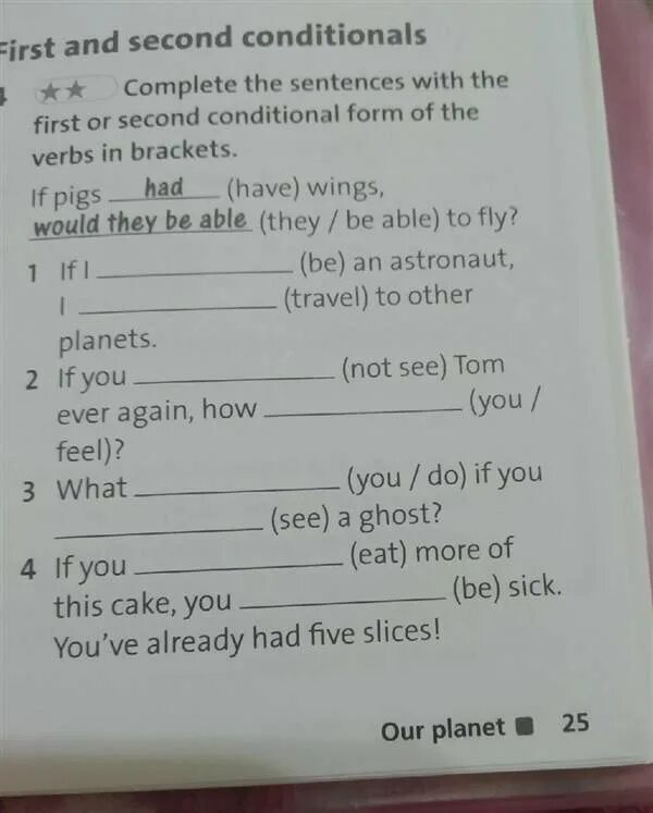 Complete the conditional. Complete with first conditional.