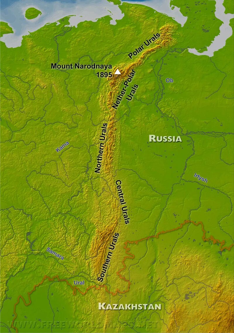 Гора народная Урал на карте России. Уральские горы гора народная на карте. Гора народная на карте Урала. Уральские горы на карте с городами. Откуда начинается урал и где заканчивается