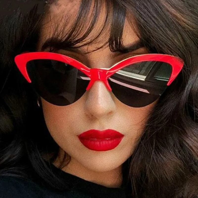 2018 Fashion Cat Eye Sunglasses Women Tinted Color Lens Men Vintage Shaped Sun G