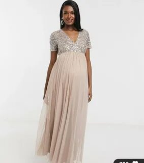 ASOS Maya for Maya Maternity € Bridesmaid short Co. sleeve in maxi tulle dr...