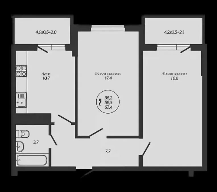 Купить 1-комнатную квартиру 44,4 м² в ЖК "7 вершин" без посредников по адресу Кр