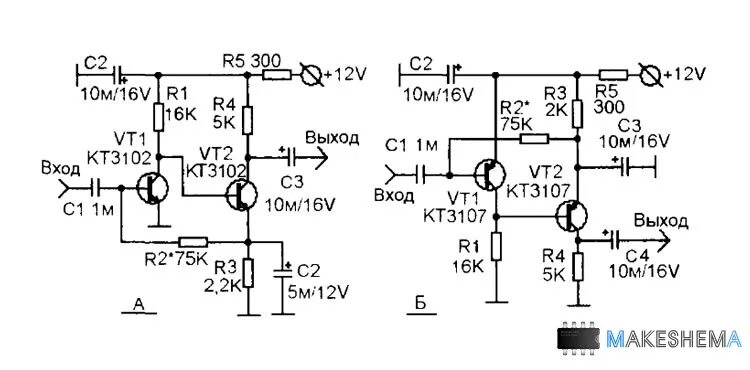 Предварительный унч. Предварительный усилитель на кт3102е. Предварительные усилители низкой частоты схемы. Предварительный усилитель низкой частоты на транзисторах. Транзисторный предварительный усилитель схема.