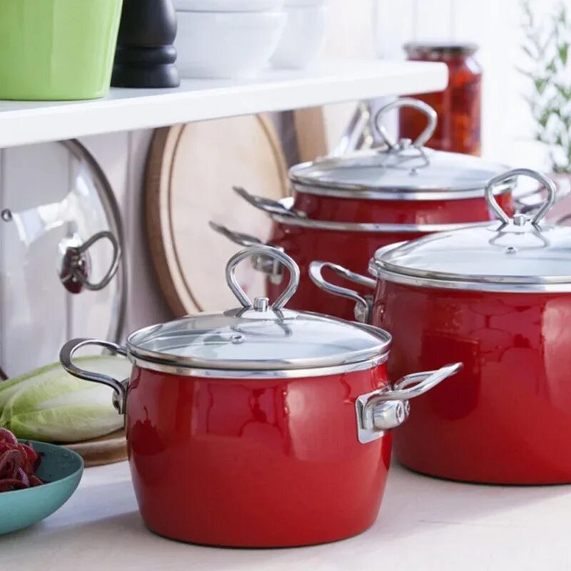 Sola Red Cast Iron Casserole 20cm & 28cm Slow cooker crock pot, Pot sets, Cast i