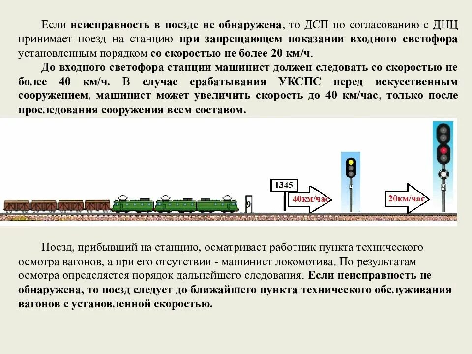 С какой скоростью поезд следовавший. Какой порядок следования на станцию. скорость с неисправным алсн по приказу. порядок осмотра всего состава поезда. оборот локомотива на станции.