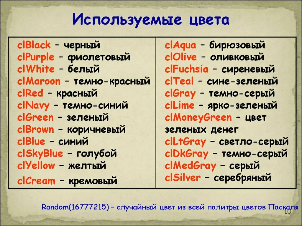 Pascal цвета. Случайный цвет в паскале. рандомный цвет в паскале. цвета pascal. цвета в паскале номера.