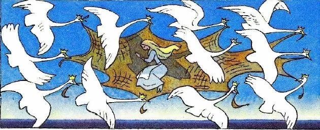 Иллюстрация к эпизоду сказки Дикие лебеди Андерсена. Ханс Кристиан Андерсен Дикие лебеди. Дикие лебеди сказка Андерсена.